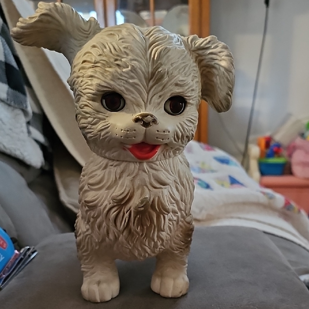Adorable Cream Puppy Figurine
